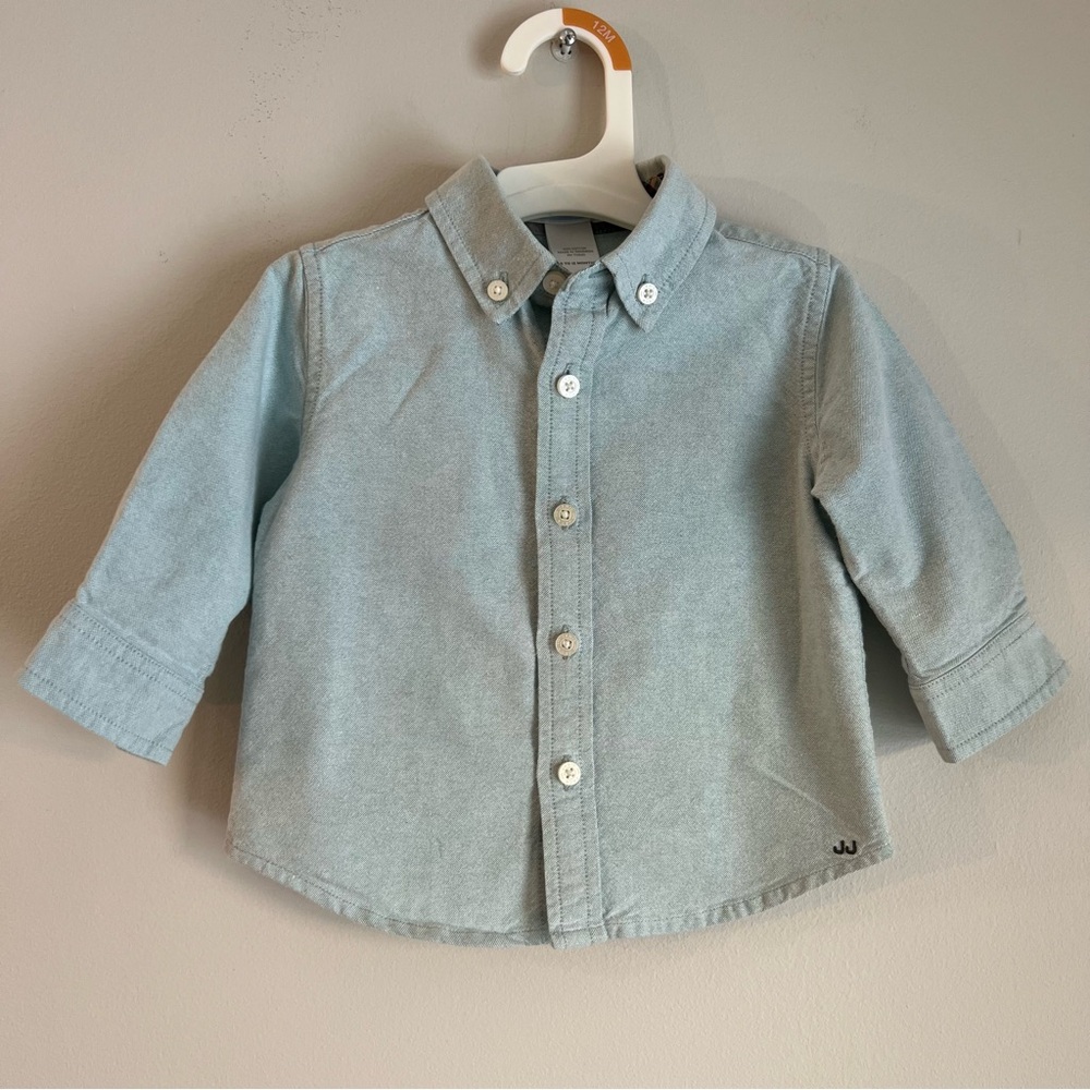Janie and Jack Light Blue Denim Chambray Button-Down Shirt Size 6-12M